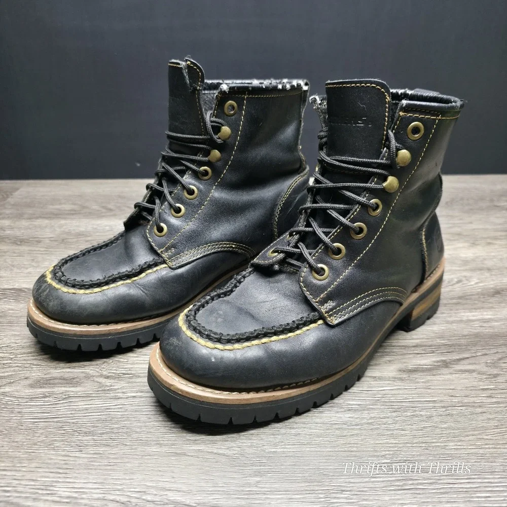 Skechers‎ Men's Work Boots -  Size 9.5 - Oil Resistant, Moc Toe, Black Leather